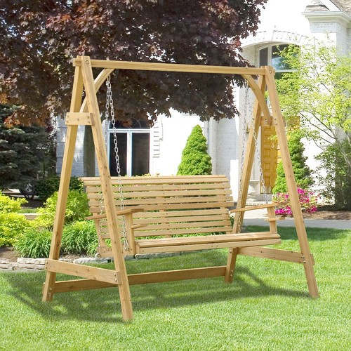 Seater larch wood - wood, swing