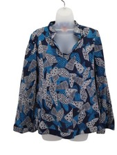 Tory Burch Stephanie Blue Sea Shell Sequins Detail Tunic Top Size 6