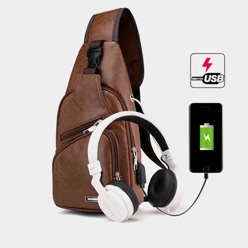 Mens genuine leather chest bag - mens,