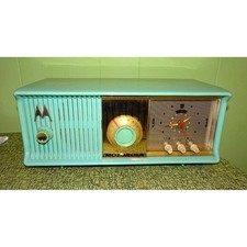 Vintage Seafoam Blue Motorola AM Clock Radio Model 56CD 1956 mcm retro
