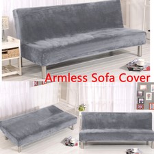 Velvet Futon Armless Sofa Bed Cover Stretch Folding Elastic Couch Slipcover