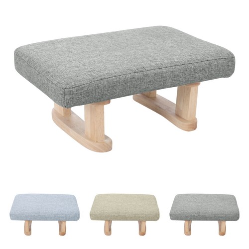 Linen wooden footstool - linen,