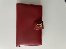 Launer Magenta Red And Beige Rope Logo Calf Leather Medium Purse