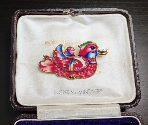 Vintage enamel mandarin - mandarin, duck