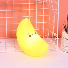 Silicone Yellow Cute Moon Shape LED Night Light Decoration Lamp For Children NEW