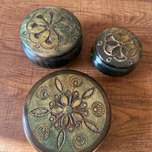 Set green wooden round - set,
