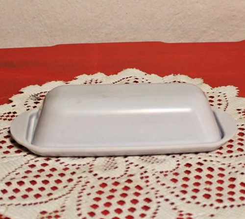 White melamine butter dish - white,