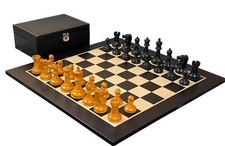 Luxury 20" Wooden Chess Set with Antique Pieces & Storage Vinyl Box