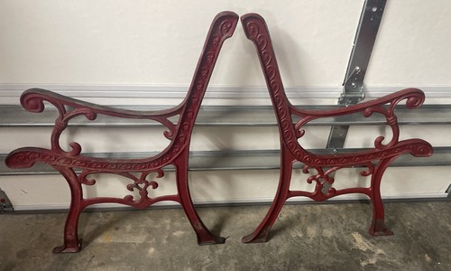Vintage cast iron garden bench - cast,