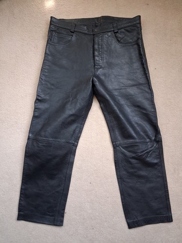 Men lined leather jeans - lined,