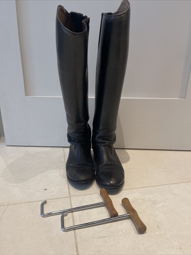 Vintage black leather tall - leather,