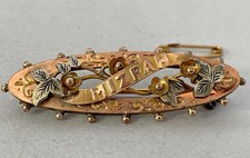 Antique Mizpah Pin Brooch – 3 Tone Tri-Colour Gold Front