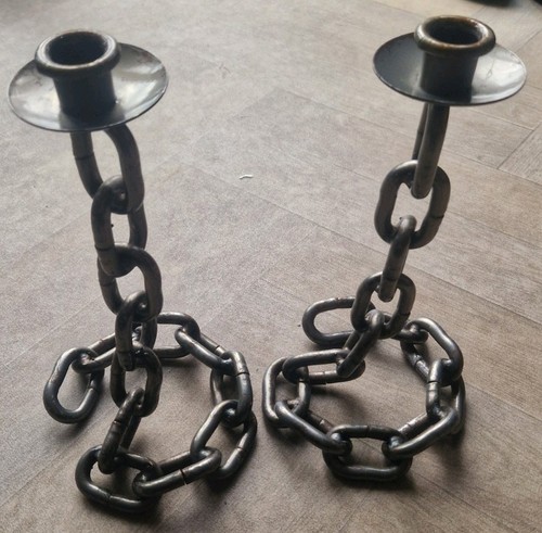 Chain link iron candlestick - chain,