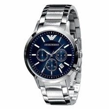 Xmas gift Luxury Emporio Armani AR2448 Mens Watch with Chronograph and BLUE DIAL