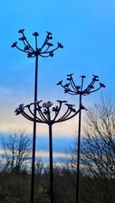 Metal Triple Cow Parsley Flower  sculpture garden decoration rusty  HAND MADE UK