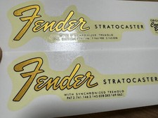 2Pc FENDER Guitar STRATOCASTER Retro Waterslide Transfer Headstock Decal Sticker