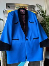 TEDDY BOY DRAPE JACKET . ROYAL BLUE With BLACK VELVET  ROLL COLLAR . SIZE 38 .