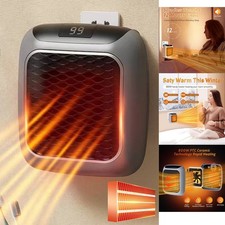 Portable Electric Heater 800W UK Plug Timer With Remote Control Digital Display