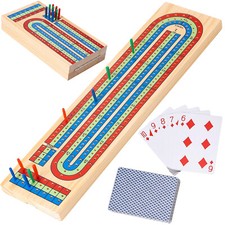 Cribbage Crib Score Pegging Peg Board & Deck Of Playing Cards 3 Track Scoreboard
