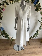 TED BAKER Jumpsuit Womens TB 2 UK 10 Ivory Wide Crop Leg V Neck & Pockets NEW