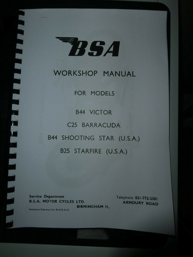 Bsa c25 b44 workshop manua - bsa,