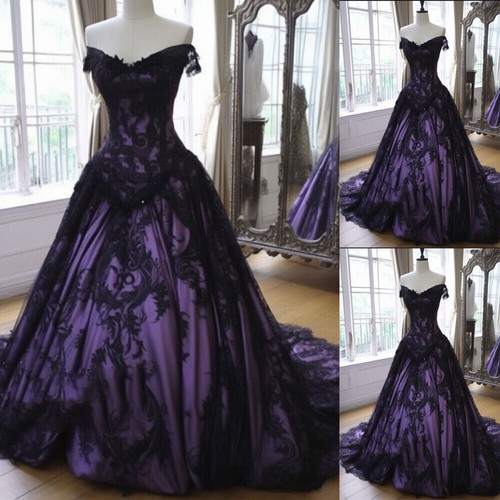 Gothic black purple wedding - black,