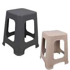 Tall Plastic Garden Stool Stackable Outdoor Indoor Chair Stool Rattan Style