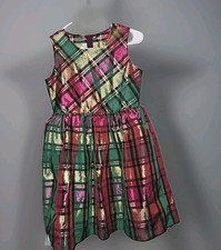 Bonnie Jean Plaid Metallic Holiday Dress Girls Size 14 