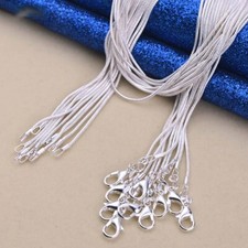  5/10pcs Wholesale 925 Sterling Solid Silver 1mm Snake Chain Necklace For Women