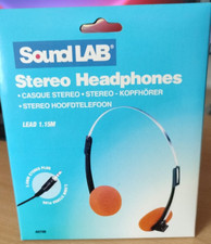 soundLAB Vintage Stereo Headset Ear Retro 80s Lightweight Headphones Orange Pads