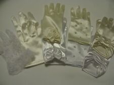 White ivory satin lace gloves girls wedding communion flower girl bridesmaid