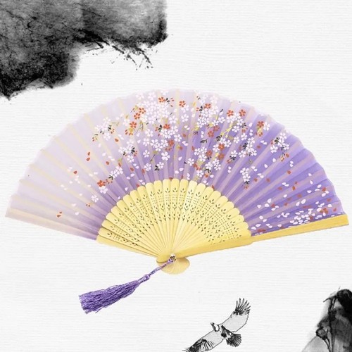 Bamboo folding hand silk - , fan