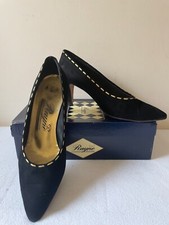 RAYNE BLACK SUEDE GOLD STITCH TRIM OCCASION COURT SHOES SIZE 7/40