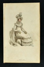 Regency Dress & Stylish Hat. Antique Fashion Print. La Belle Assemblee 1815