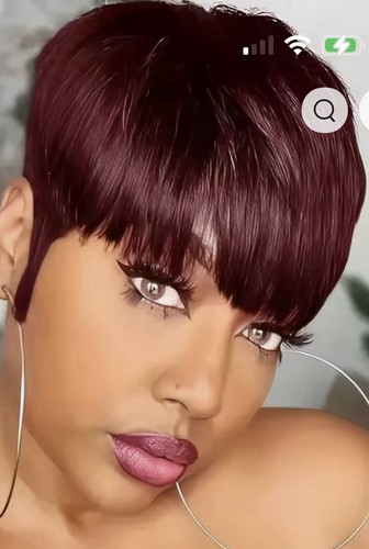 Burgundy red short pixie cut - burgundy,