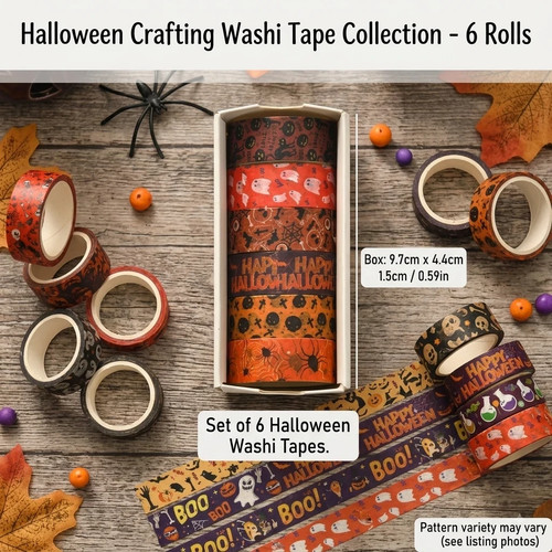 6roll halloween washi tape - halloween,