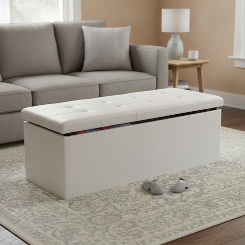 Folding ottoman storage bench - storage,