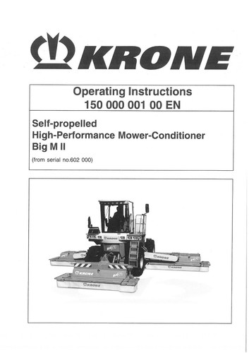 Krone mower conditioner self - krone,