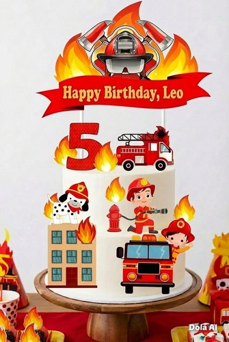 Fire truck cake - , topper
