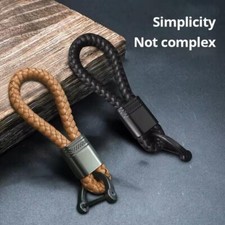 2Pcs Leather Rope KeyChain Hand Woven Horseshoe Buckle Key Ring Car Key Rings