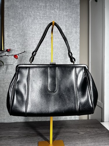 Retro black leather look frame - black,