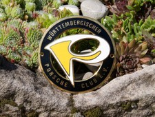 VINTAGE ENAMEL AUTOMOBILE CAR CLUB BADGE # PORSCHE CLUB WÜRTTEMBERG GERMANY