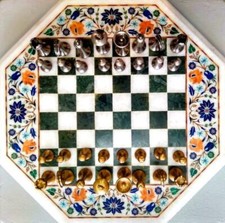 18" Marble Chess Board Table
