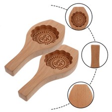 2Pcs Practical Wooden Flower Lovely Homemade Moon Cake Creative Molds (Wood)
