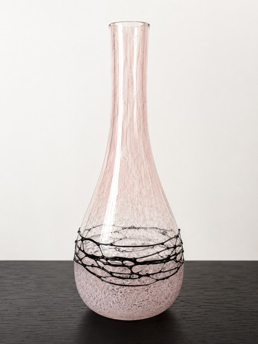 Pink art glass vase - art, hand