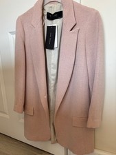 BNWT Zara Pale Pink Textured Jacket Blazer XS Wool Blend