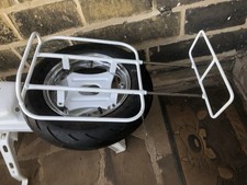 LAMBRETTA S3/GP FLAT SPARE WHEEL CARRIER & RACK (TROMBONE) IN WHITE **REDUCED**