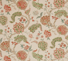 SANDERSON CURTAIN FABRIC DESIGN Palampore 3 METRES RED/GREEN 100% LINEN