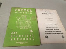 1967 PETTER BA1 DIESEL ENGINE Original Operators Handbooks