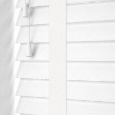 WHITE FAUX WOOD TAPED VENETIAN WOODEN BLIND - MADE TO MEASURE - 5 YEAR GUARANTEE